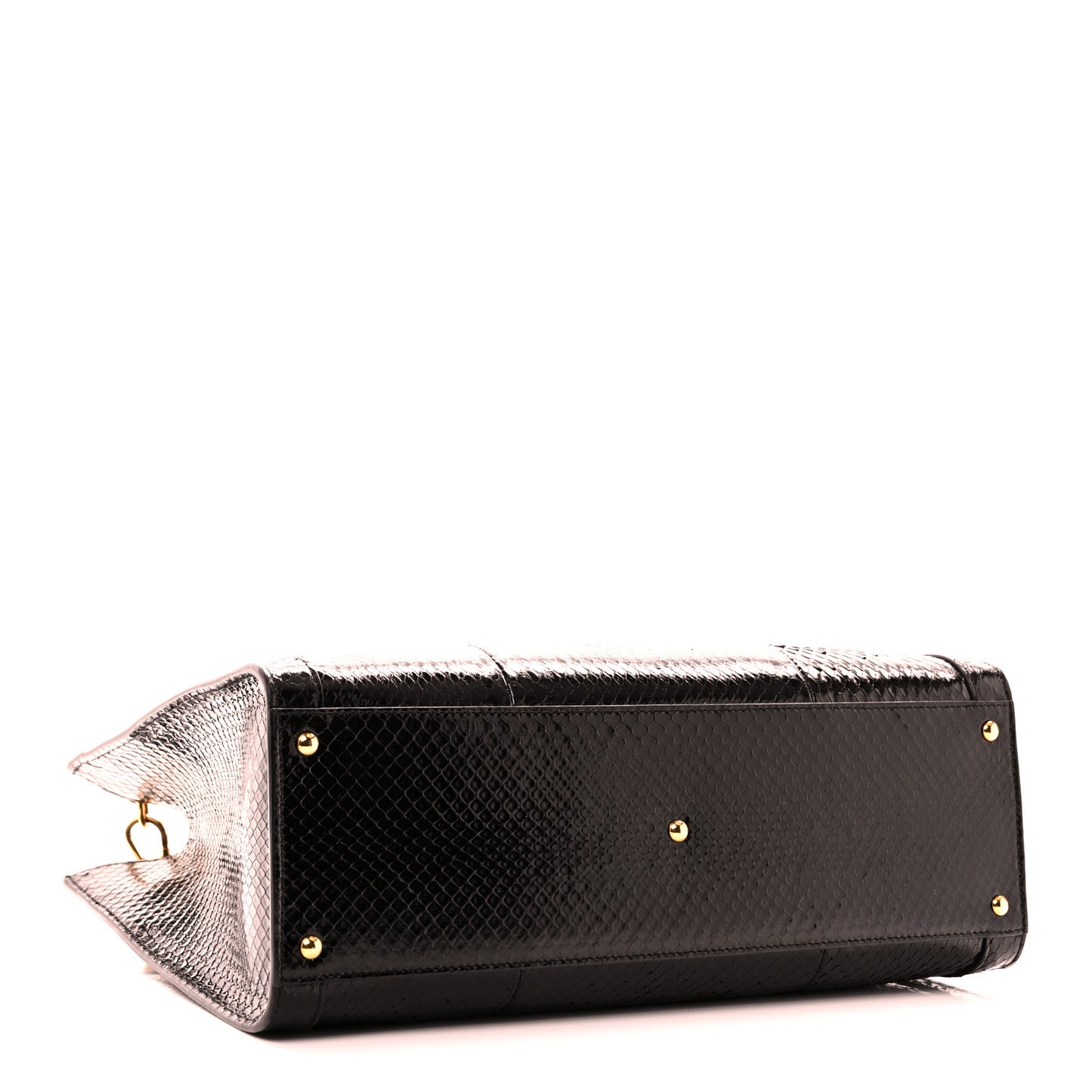 Snakeskin Medium Diana Tote Bag Black Yellow Fluo