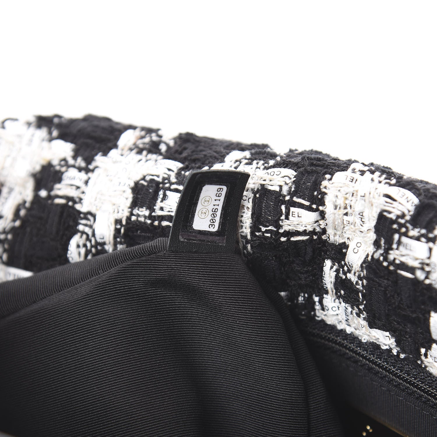 Chanel Tweed Quilted Medium 19 Flap Black Ecru White 6 of 9