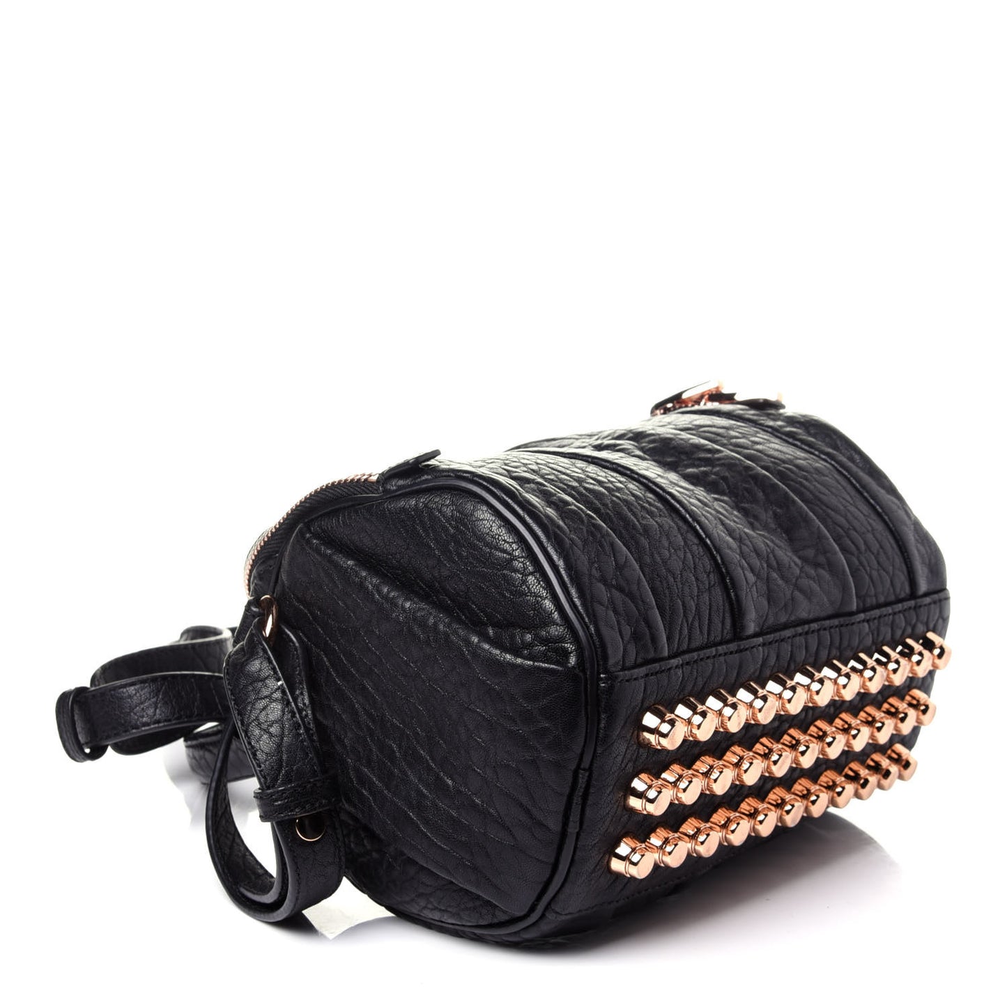 Pebbled Lambskin Mini Rockie Black Rose Gold Hardware