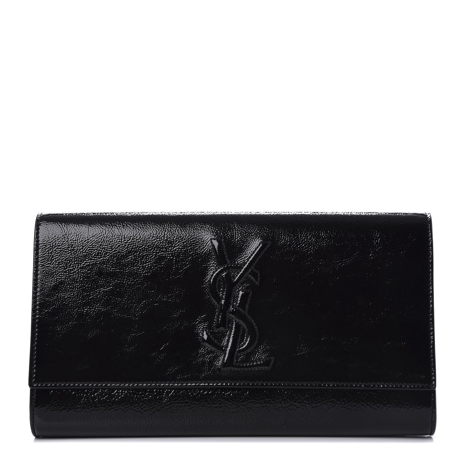 Saint Laurent Textured Patent Monogram Large Belle De Jour Clutch Black 1 of 6