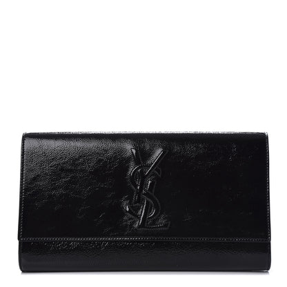 Saint Laurent Textured Patent Monogram Large Belle De Jour Clutch Black 1 of 6