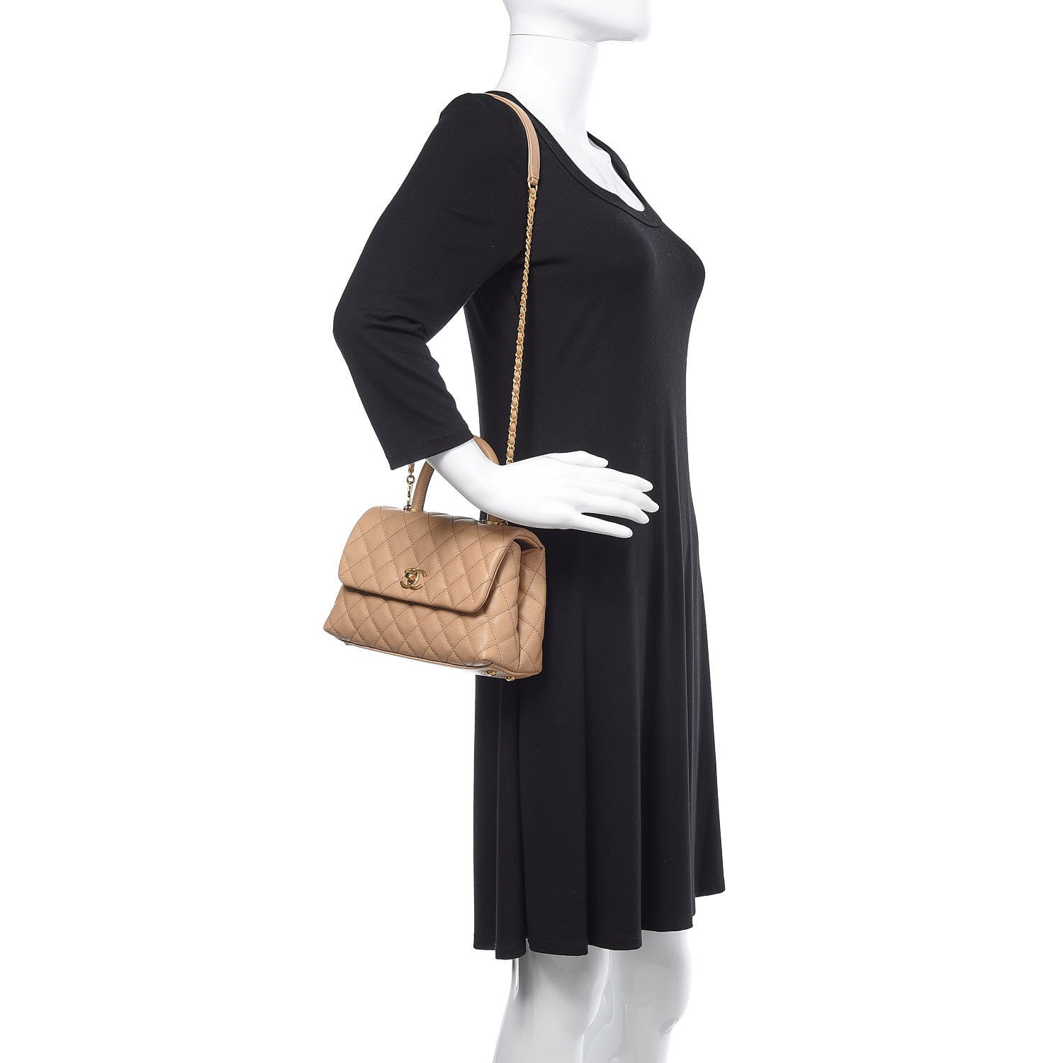 Chanel Caviar Quilted Mini Coco Handle Flap Beige 2 of 10