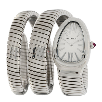 Bulgari Stainless Steel 35mm Serpenti Tubogas Double Spiral Quartz Watch 1 of 5