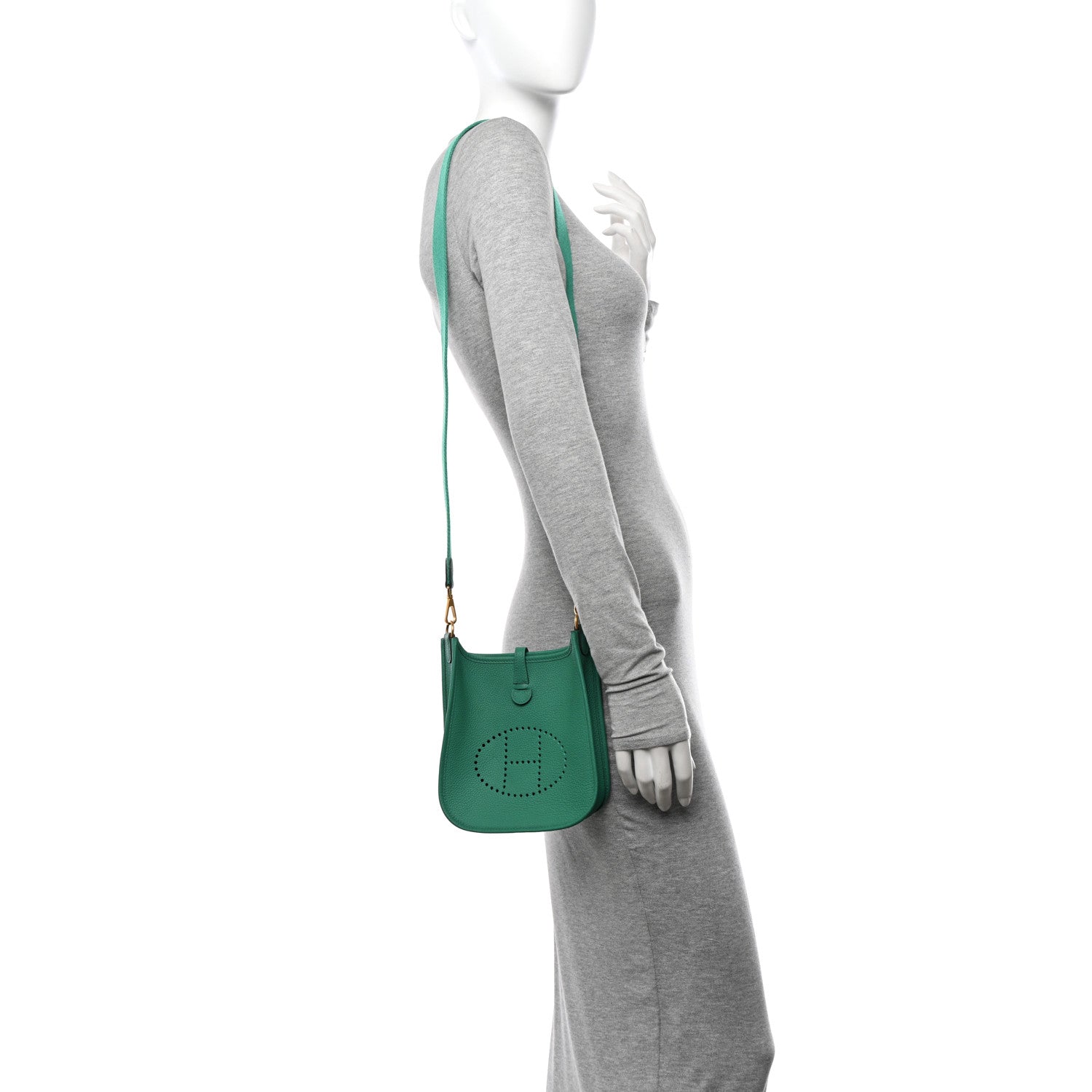Hermes Taurillon Clemence Evelyne TPM Vert Jade 2 of 11