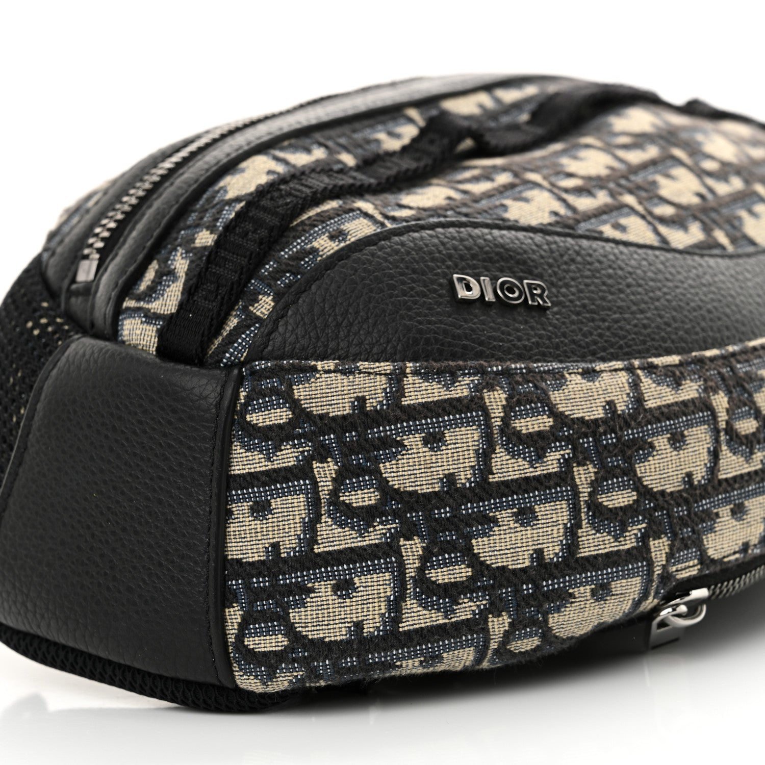 Christian Dior Grained Calfskin Oblique Scarab Sling Bag Blue Black 10 of 11