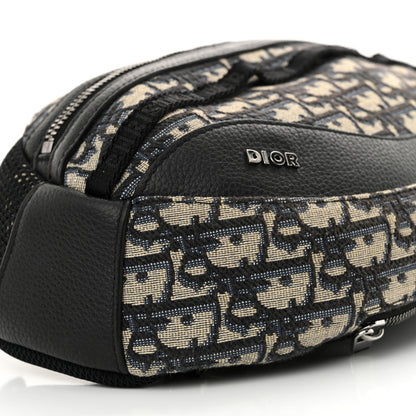 Christian Dior Grained Calfskin Oblique Scarab Sling Bag Blue Black 10 of 11