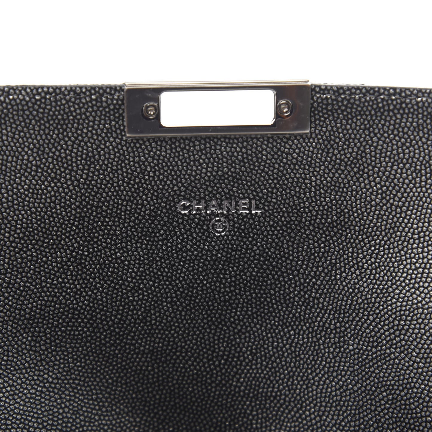 Metallic Caviar Quilted Medium Golden Class Pouch Dark Grey