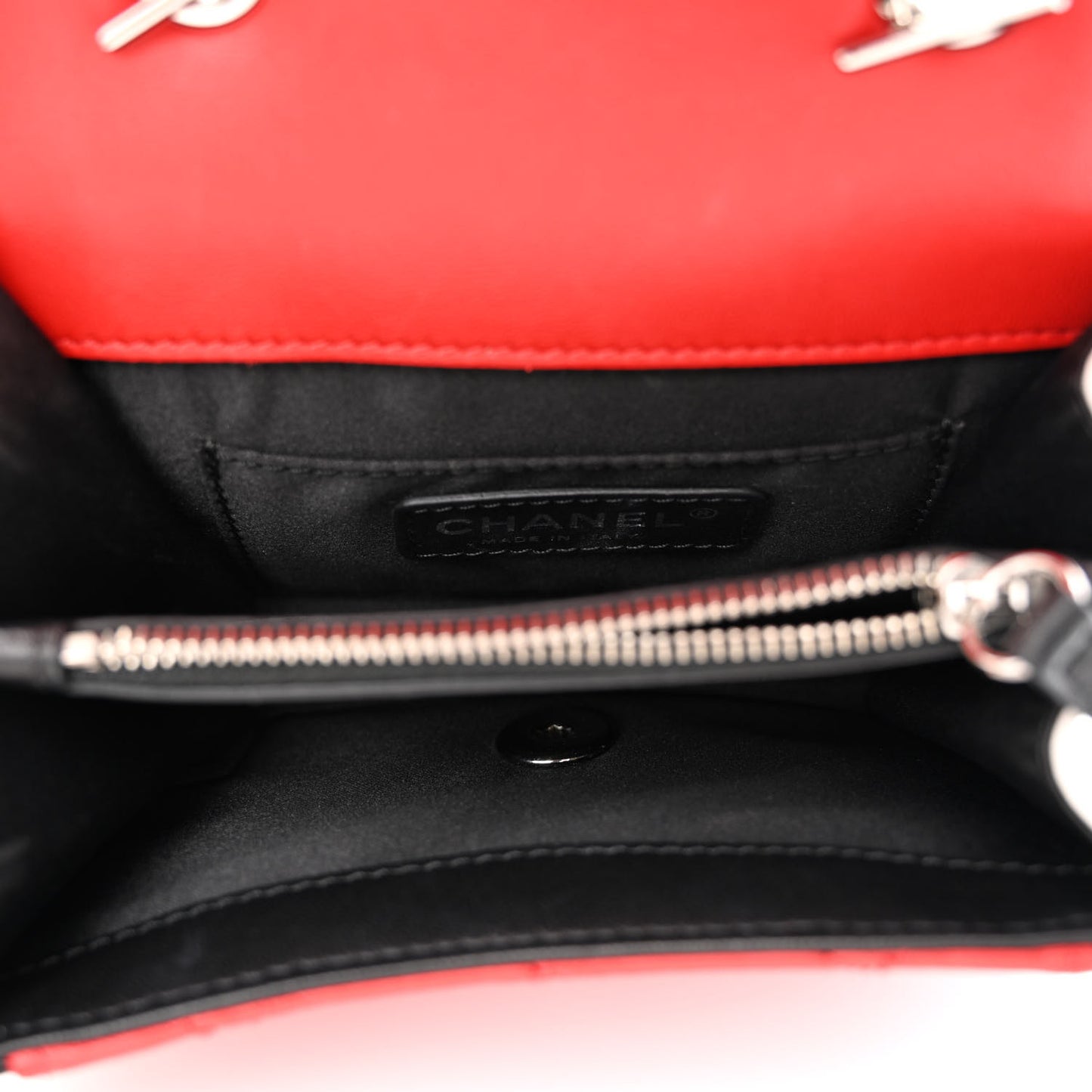 Lambskin Quilted Mini Graphic Flap Bag Red Black White