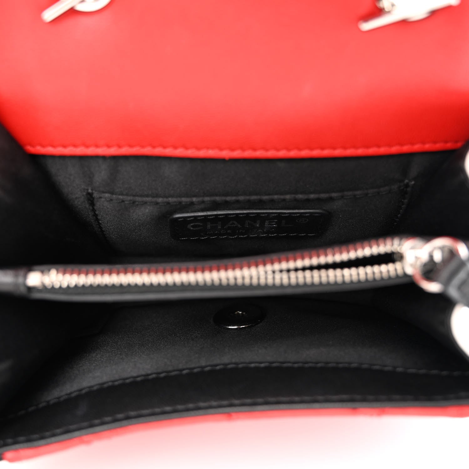 Chanel Lambskin Quilted Mini Graphic Flap Bag Red Black White 5 of 10