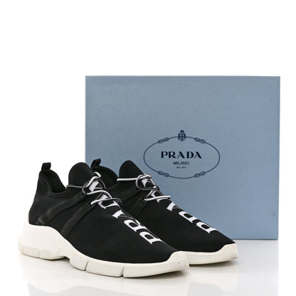 Prada Knit Fabric Logo Sneakers 41.5 Black White 10 of 10