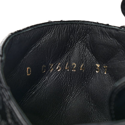 Chanel Shiny Calfskin Quilted Lace Up Combat Boots 37 Black 7 of 7