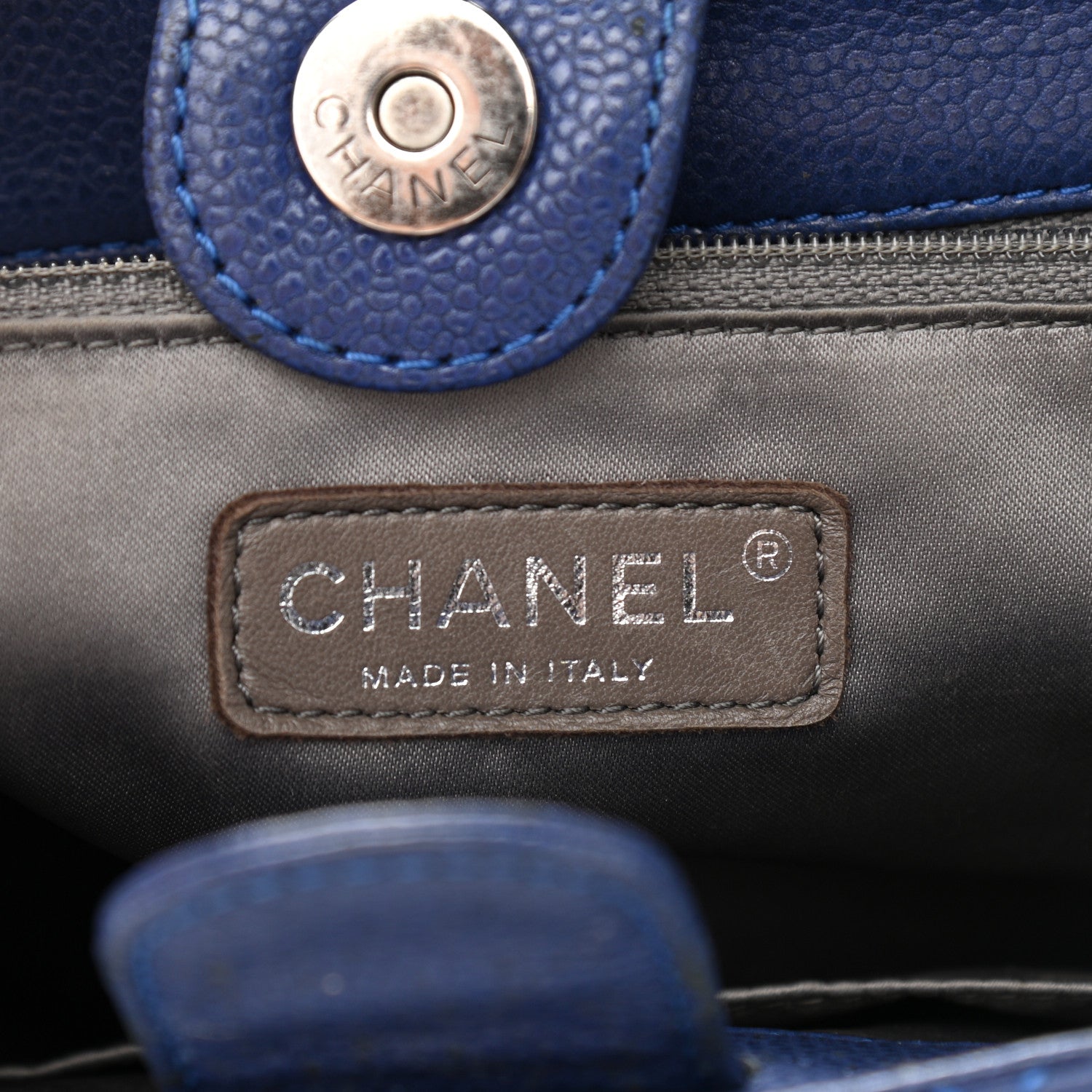 Chanel Caviar Quilted Petit Shopping Tote PST Blue 6 of 12