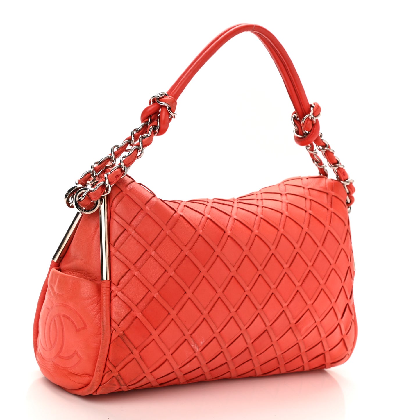Lambskin Woven Medium Ultimate Soft Sombrero Hobo Red