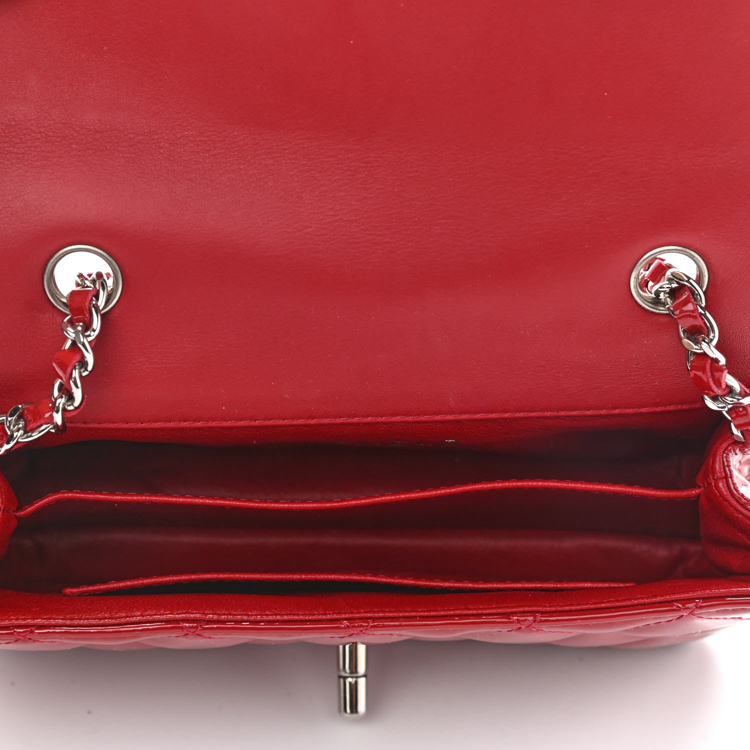 Chanel Patent Calfskin Quilted Extra Mini Rectangular Flap Red 5 of 10
