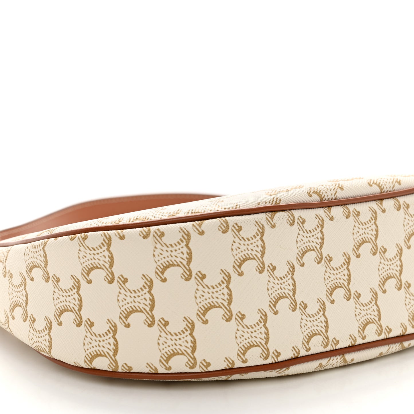 Canvas Calfskin Ava Triomphe Shoulder Bag White