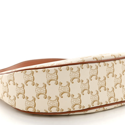 Celine Canvas Calfskin Ava Triomphe Shoulder Bag White 9 of 10