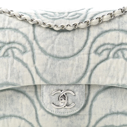 Chanel Denim Embossed CC Logo Print Jumbo Single Flap Blue 10 of 11