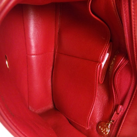 Vintage Lambskin Quilted Mini Flap Red