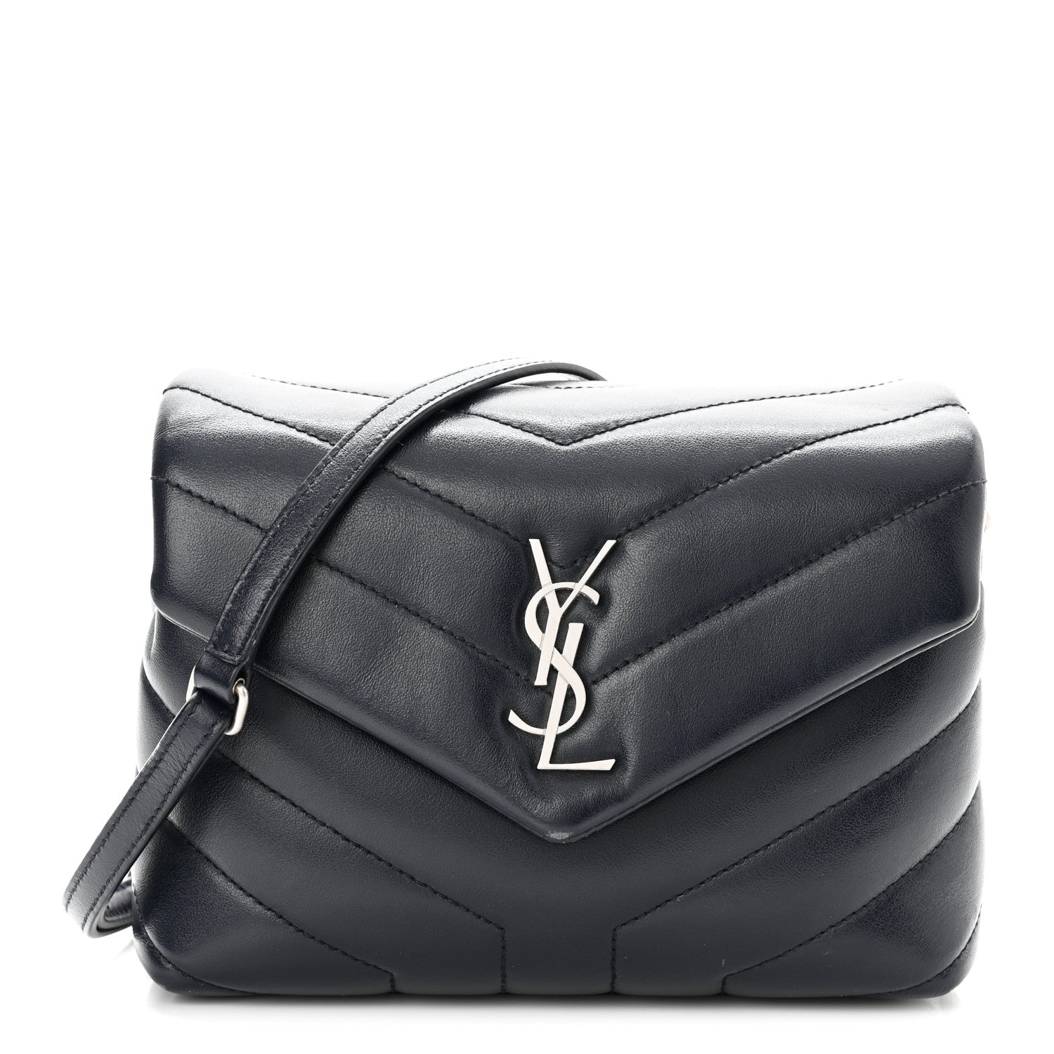 Saint Laurent Calfskin Y Quilted Monogram Toy Loulou Crossbody Bag Medium Blue 1 of 11
