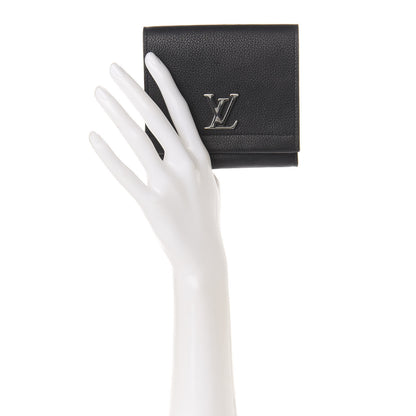 Louis Vuitton Calfskin LockMe II Compact Wallet Black 2 of 6