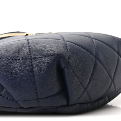 Chanel Lambskin  Quilted Resin Bi-Color Waist Bag Fanny Pack Navy Blue 8 of 9