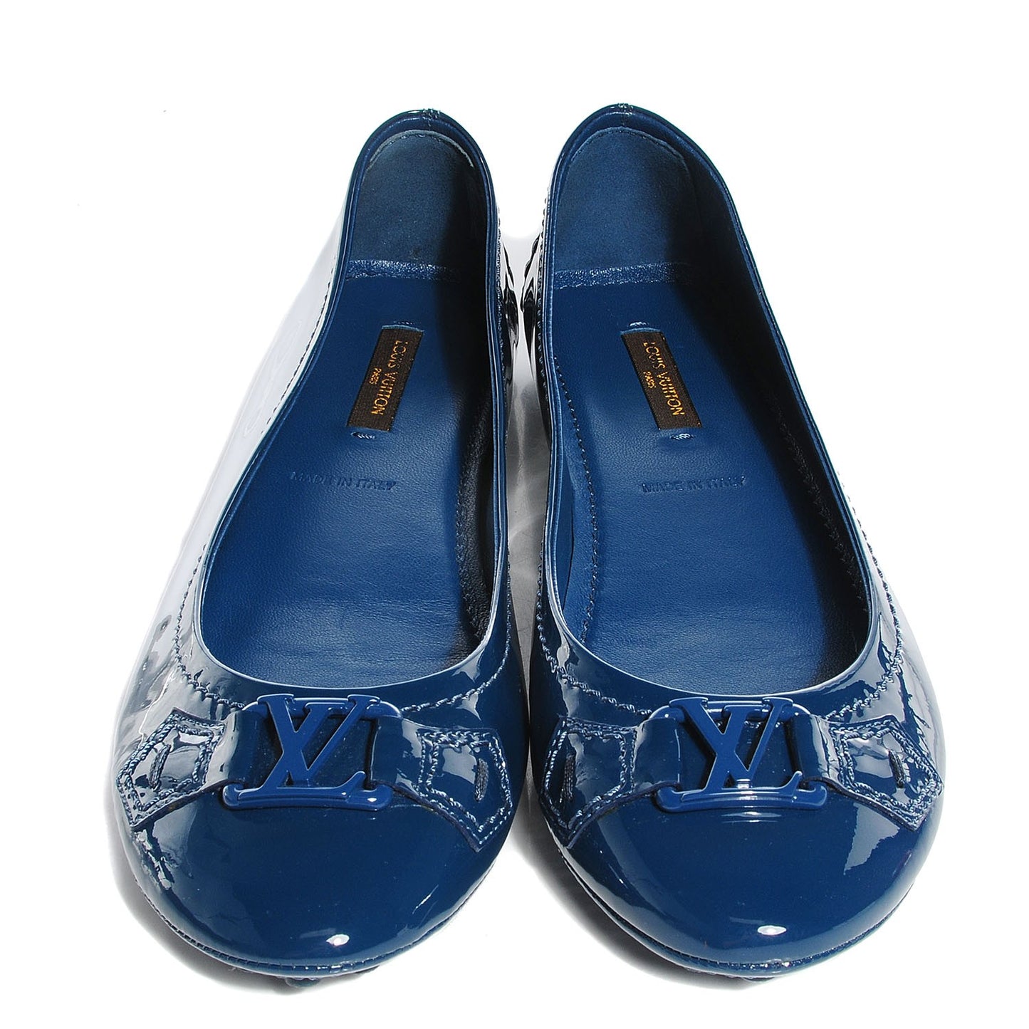 Patent Calfskin Oxford Ballerina Flats 37 Blue