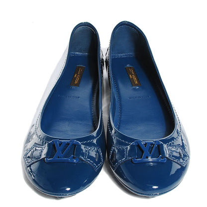Louis Vuitton Patent Calfskin Oxford Ballerina Flats 37 Blue 2 of 8