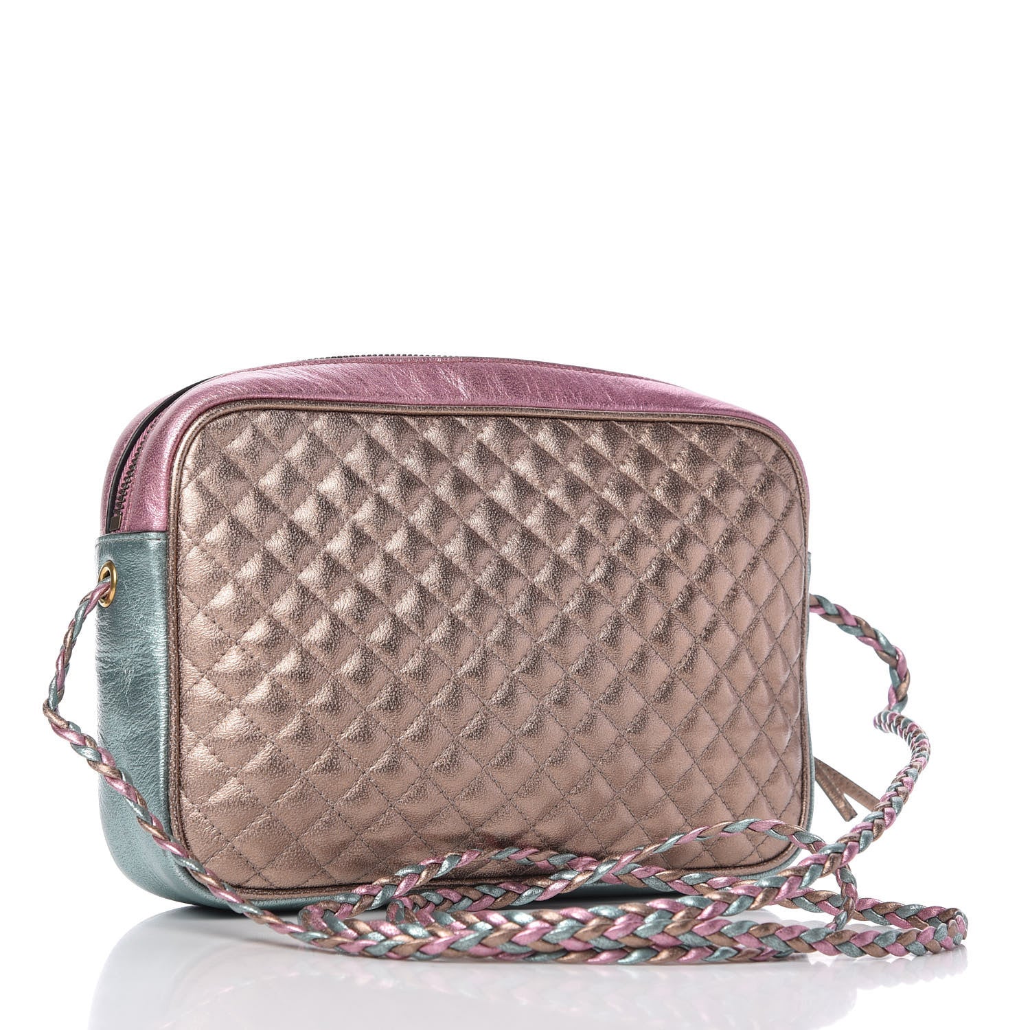 Gucci Laminated Nappa Trapuntata Small Zumi Shoulder Bag Rosa Lago Rame 3 of 10