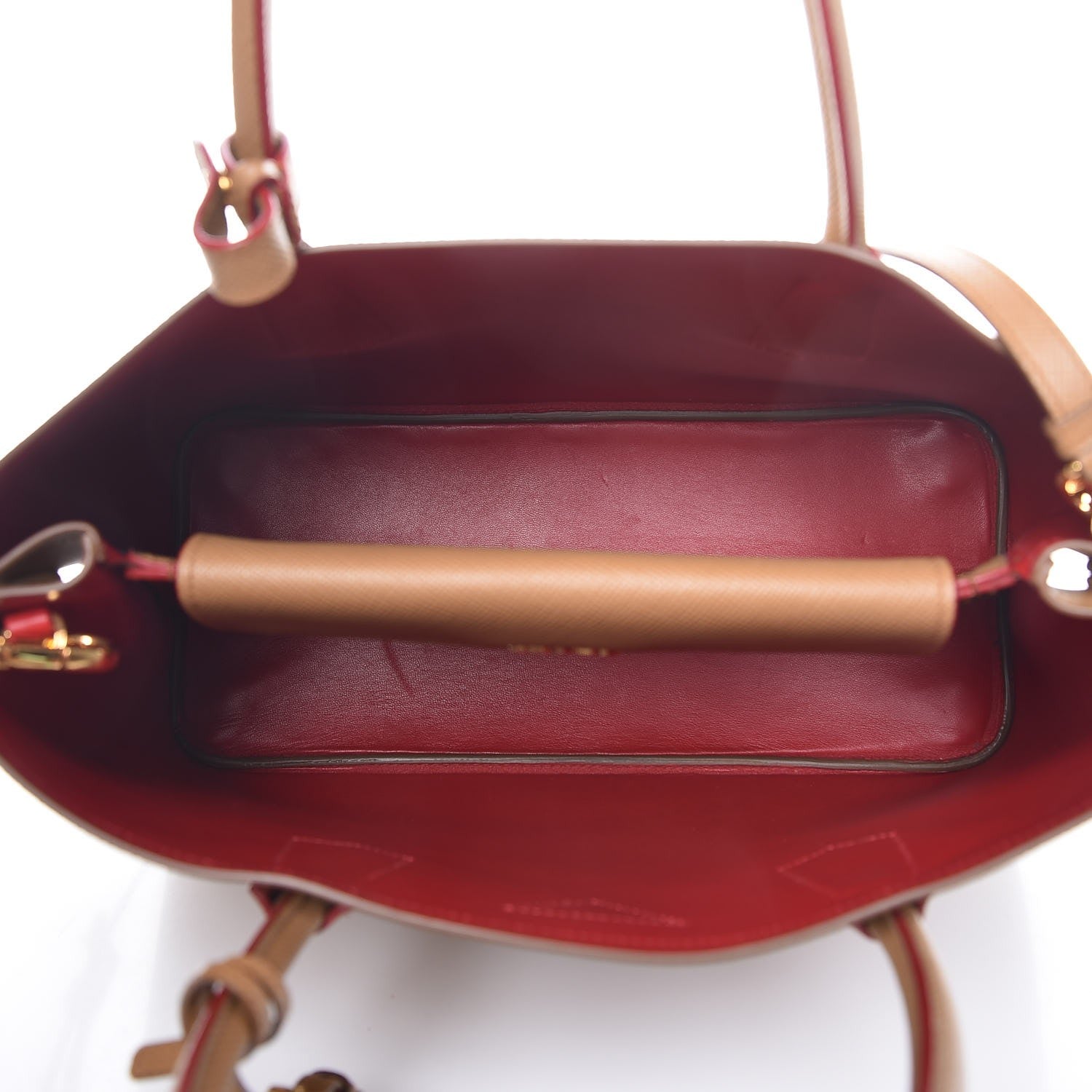 Prada Saffiano Cuir Medium Double Bag Caramel 6 of 7