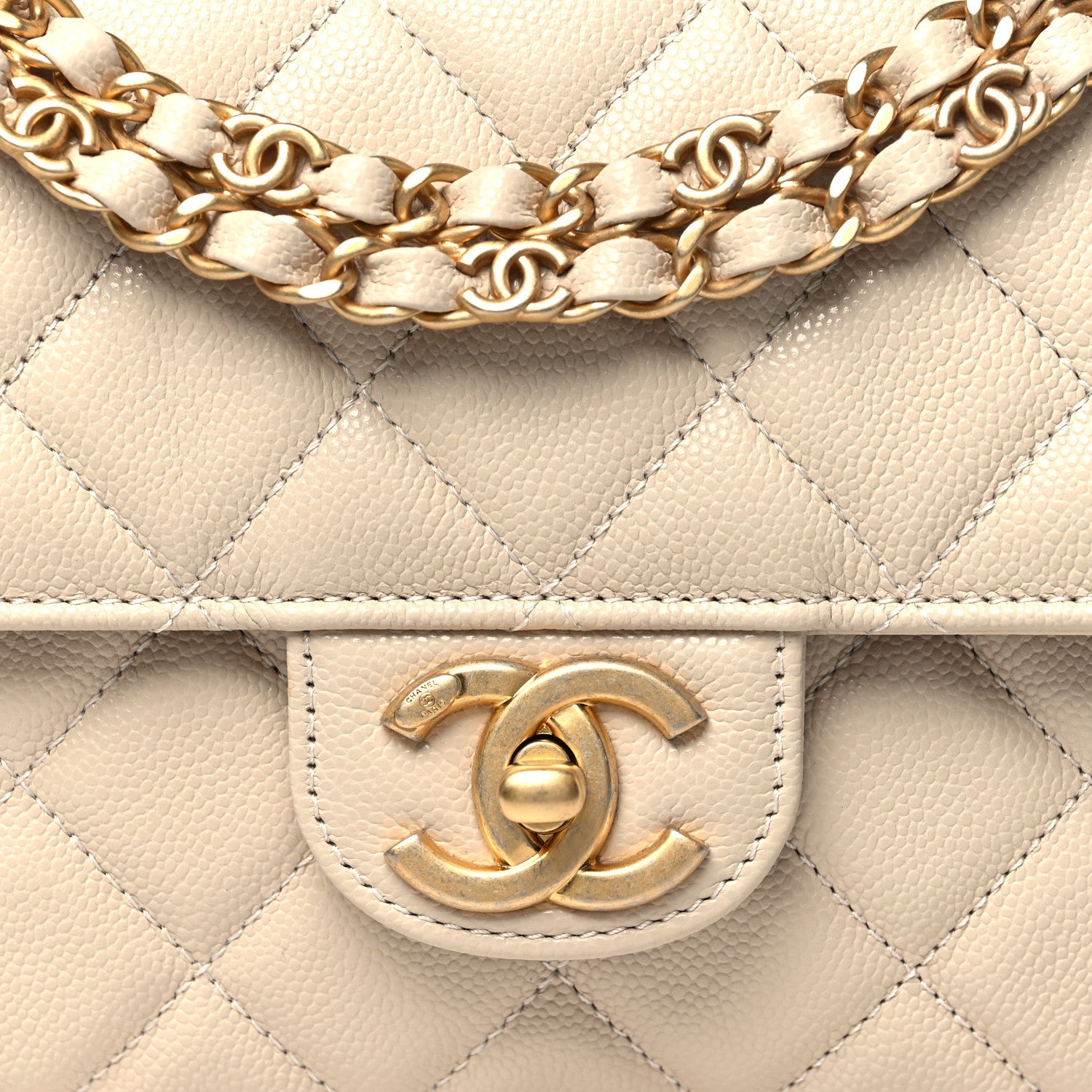 Chanel Caviar Quilted Small Coco First Flap Beige 8 of 10