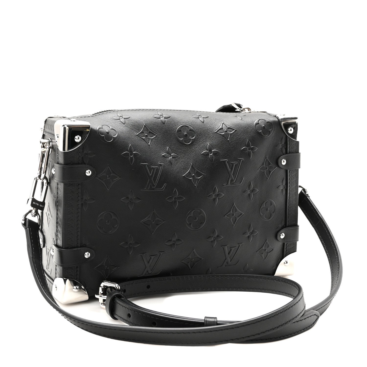 Louis Vuitton Calfskin Debossed Monogram Side Trunk Black 3 of 9