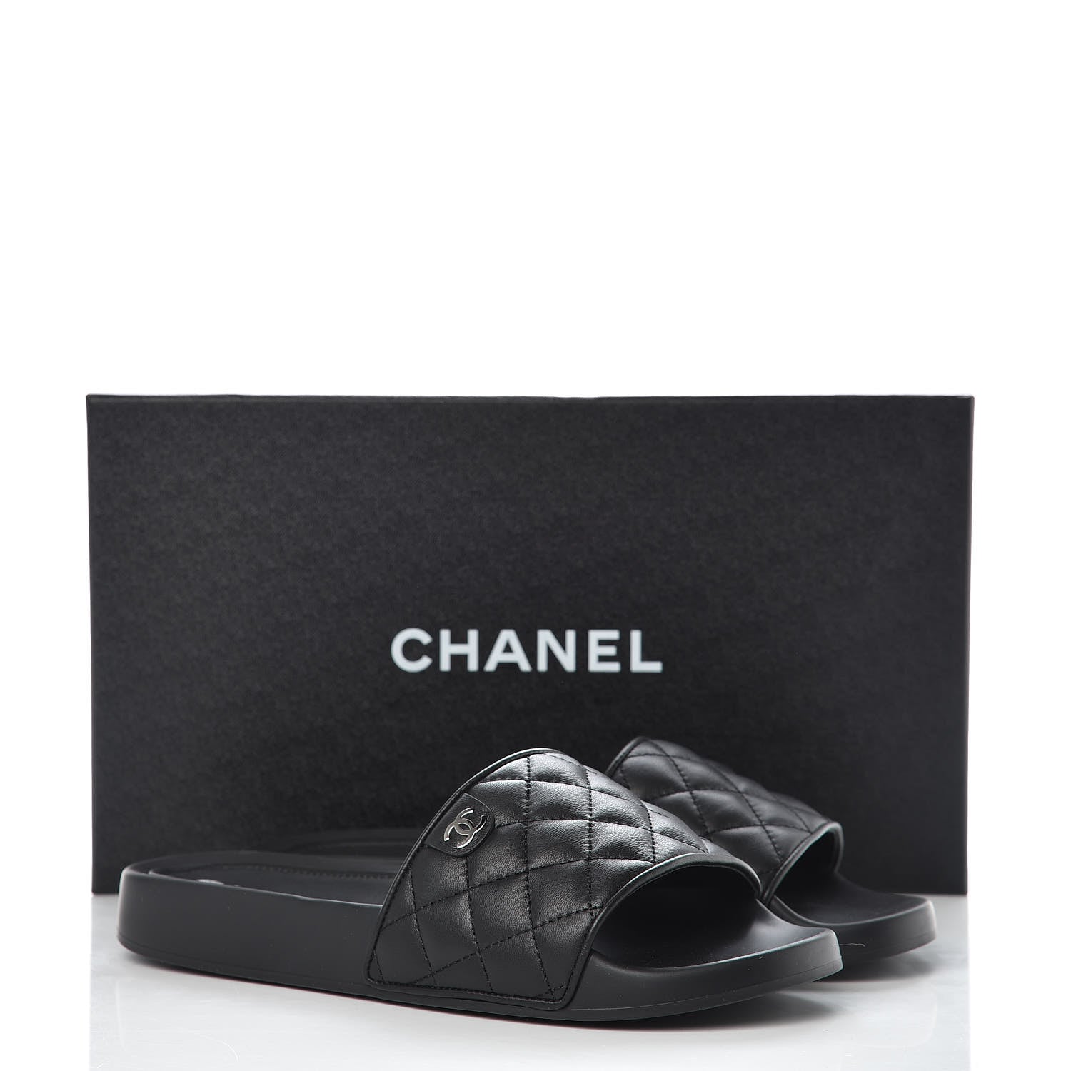 Chanel Lambskin Quilted CC Mules Sandals 39 Black 9 of 9