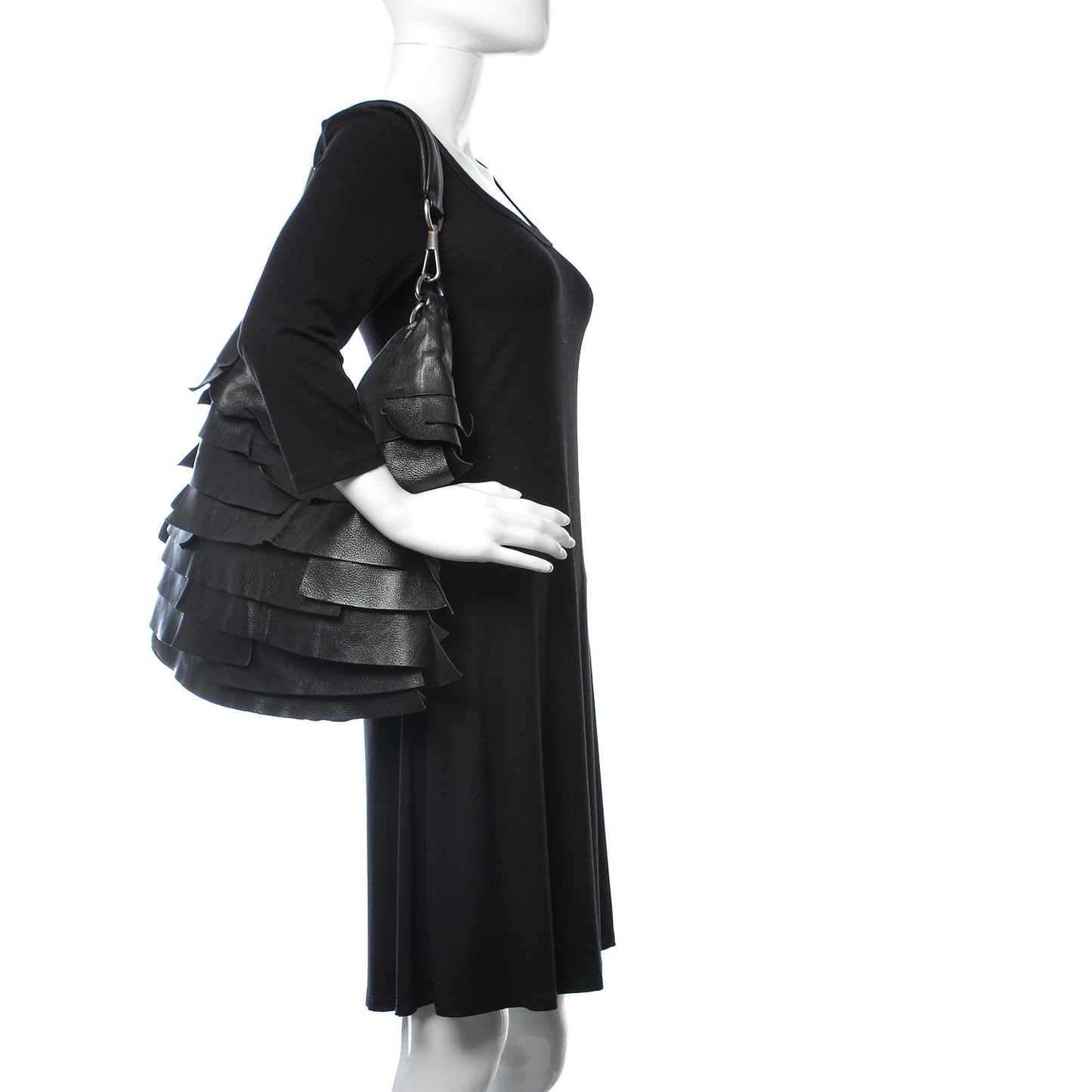 Chevre Leather Ruffle Saint Tropez Black