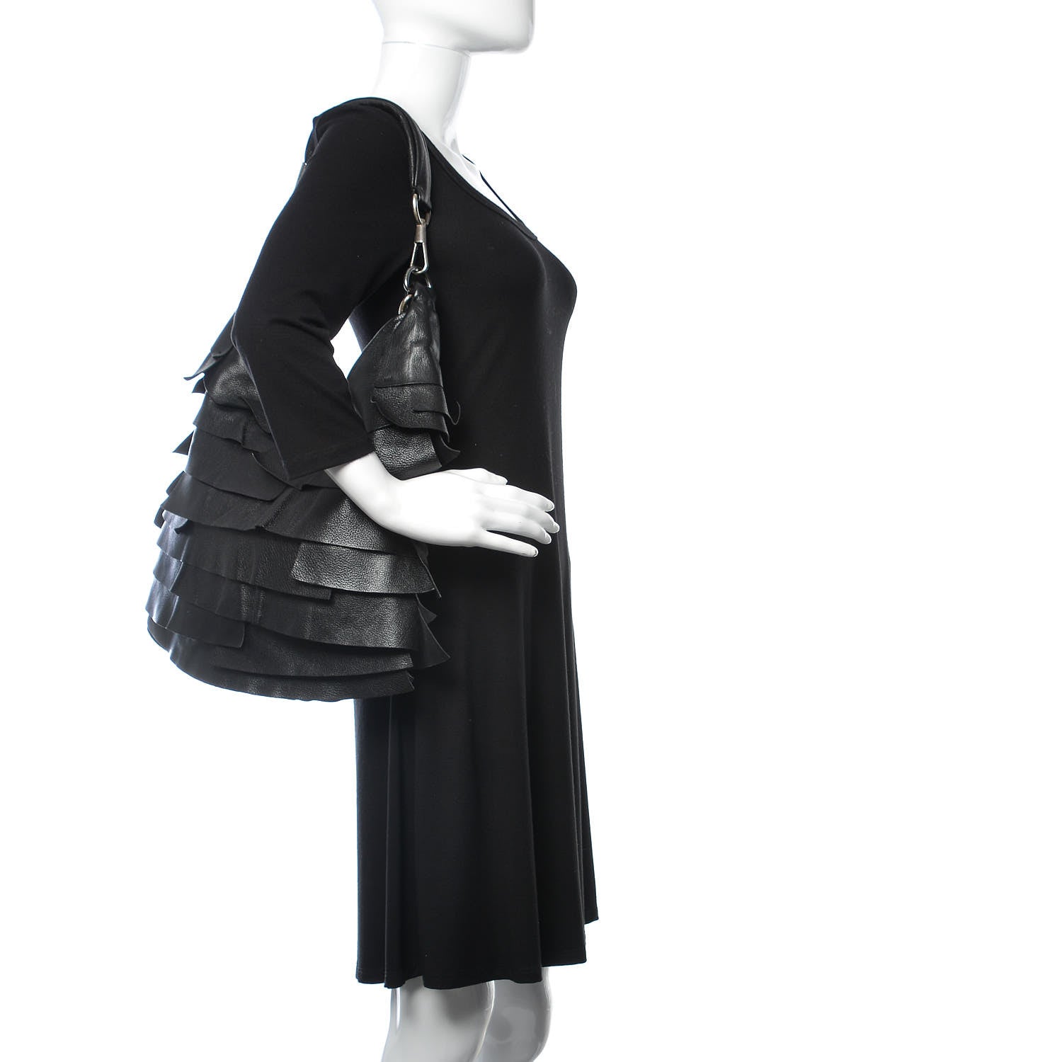 Saint Laurent Chevre Leather Ruffle Saint Tropez Black 2 of 10