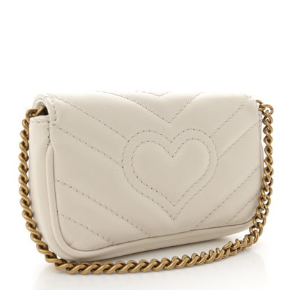 Gucci Calfskin Matelasse Heart GG Marmont 2.0 Coin Purse On A Chain Mystic White 3 of 9