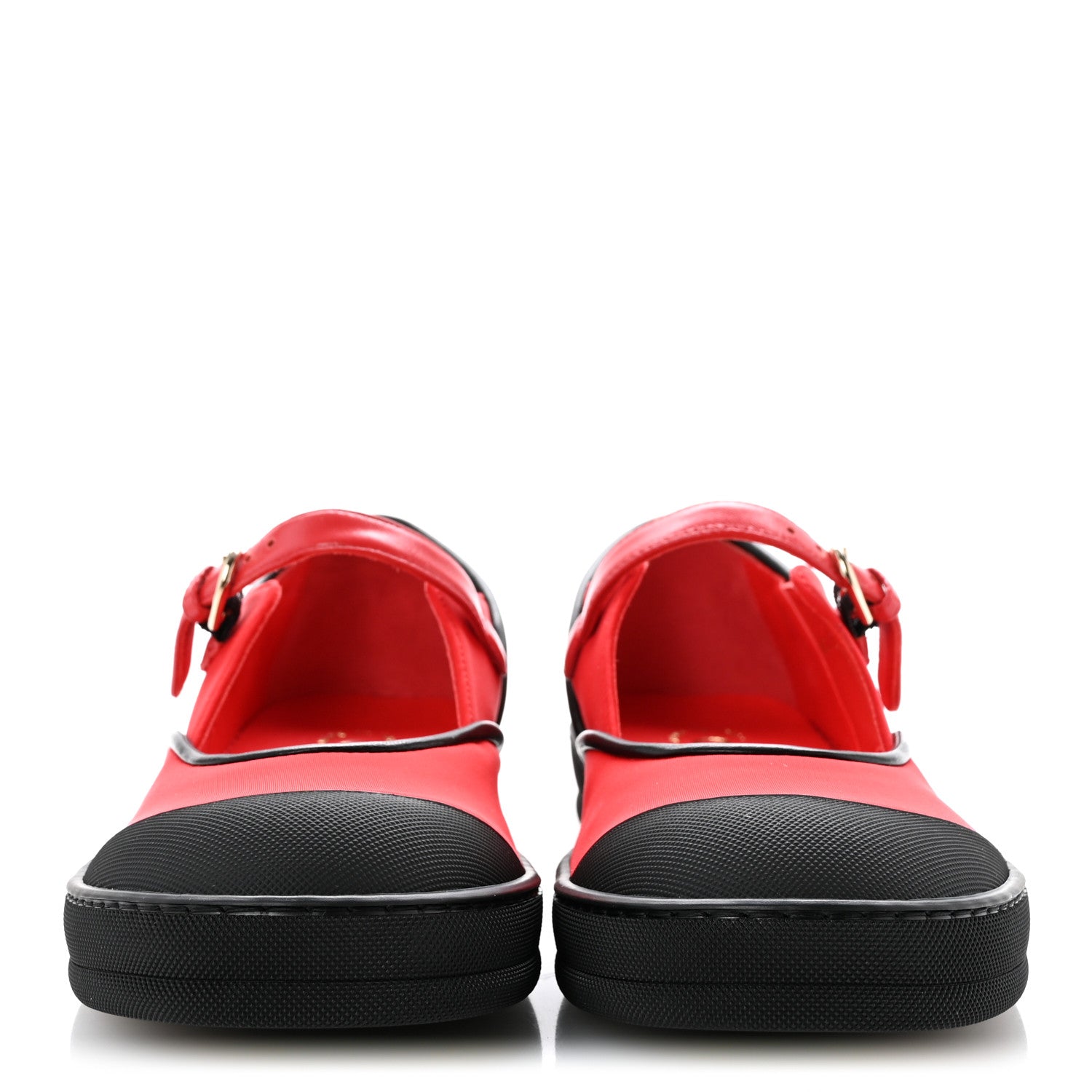 Chanel Mixed Fibers Rubber Cap Toe CC Coco Beach Mary Jane Sneakers 36.5 Red Black 3 of 11