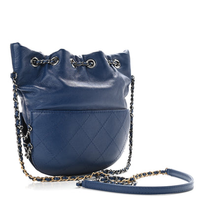 Chanel Calfskin Quilted Small Gabrielle Bucket Dark Blue 2 of 9