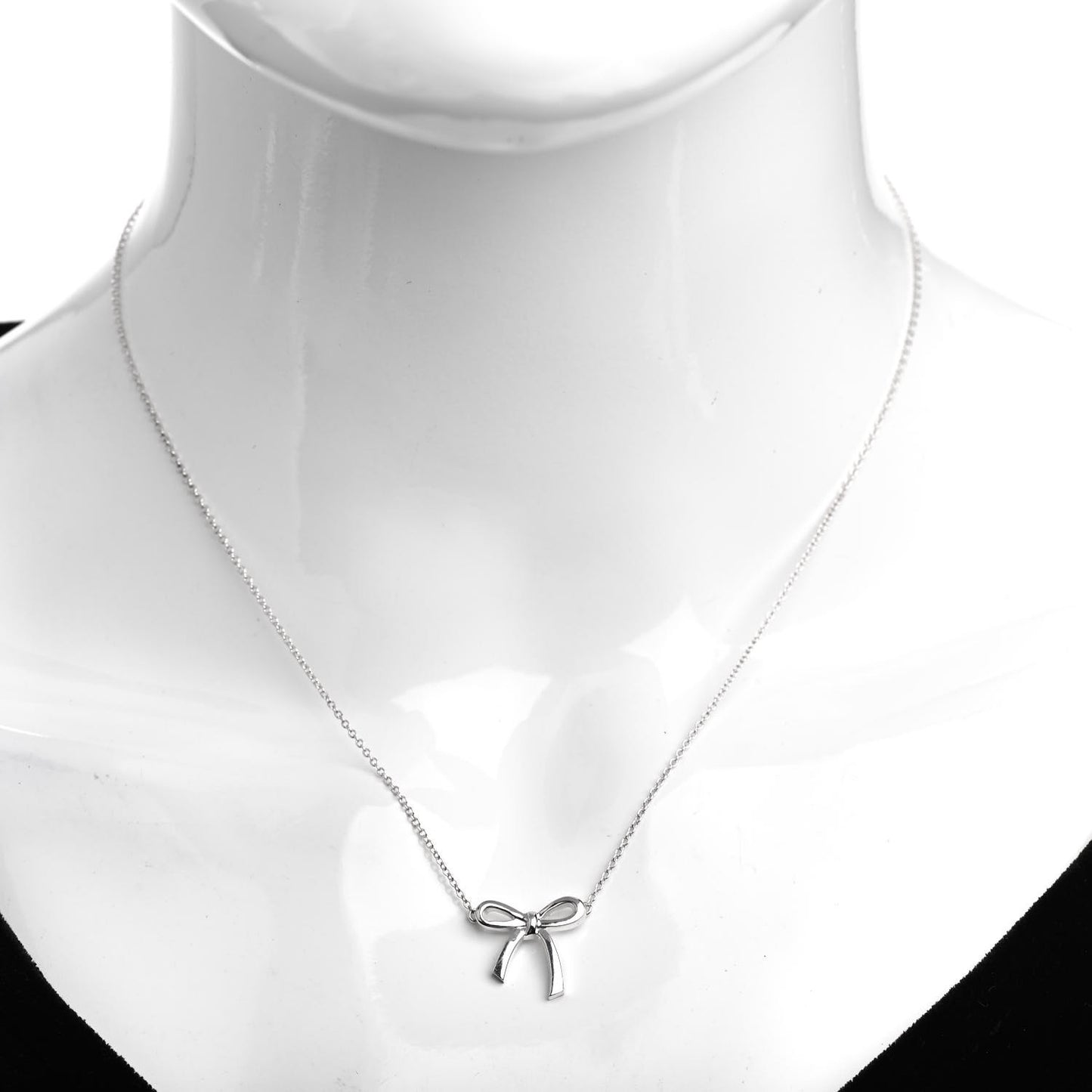 Sterling Silver Small Bow Pendant Necklace