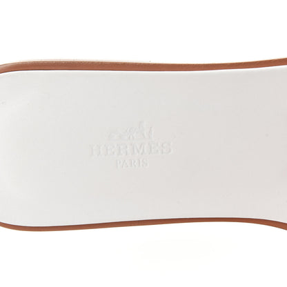 Hermes Box Calfskin Oran Sandals 40 White 7 of 9