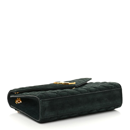 Saint Laurent Suede Mixed Matelasse Triquilt Medium Monogram Satchel Algae 4 of 13