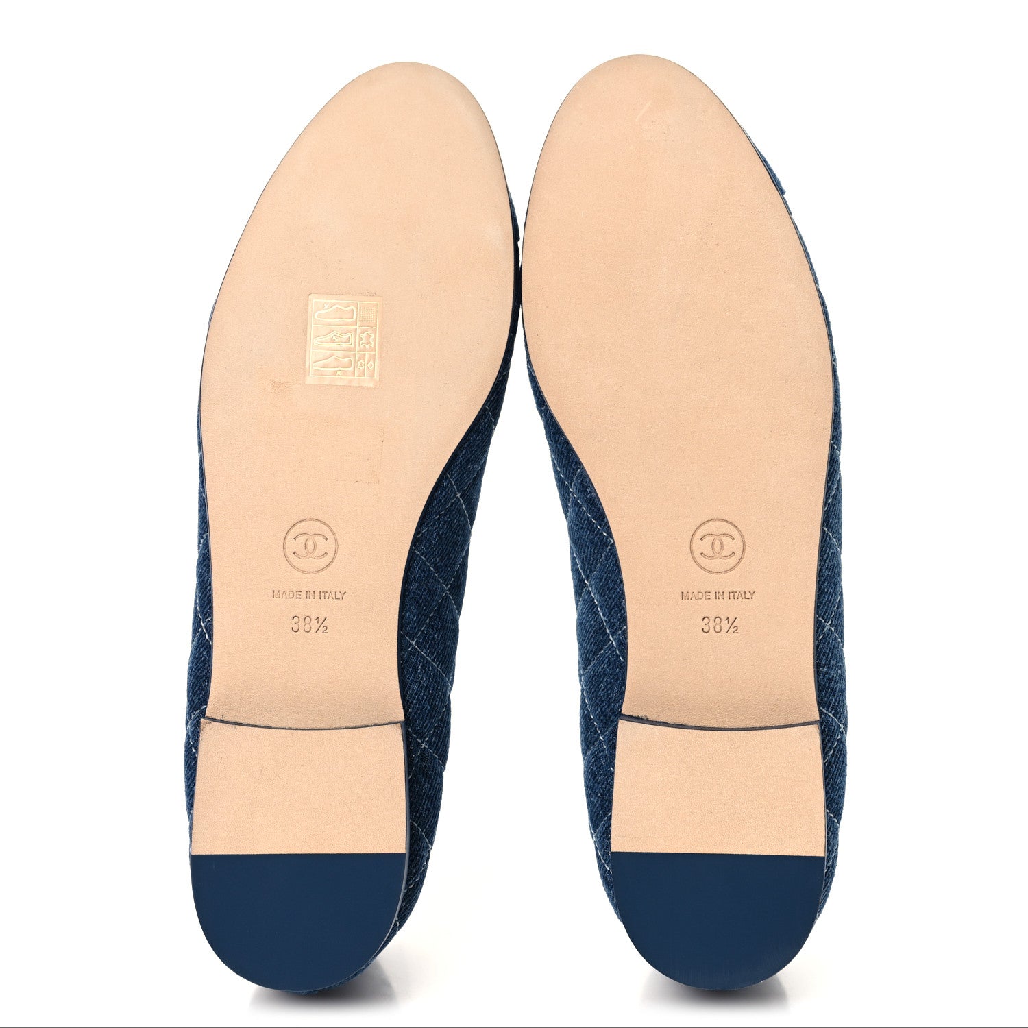Chanel Washed Denim Quilted Cap Toe CC Ballerina Flats 38.5 Blue 6 of 10