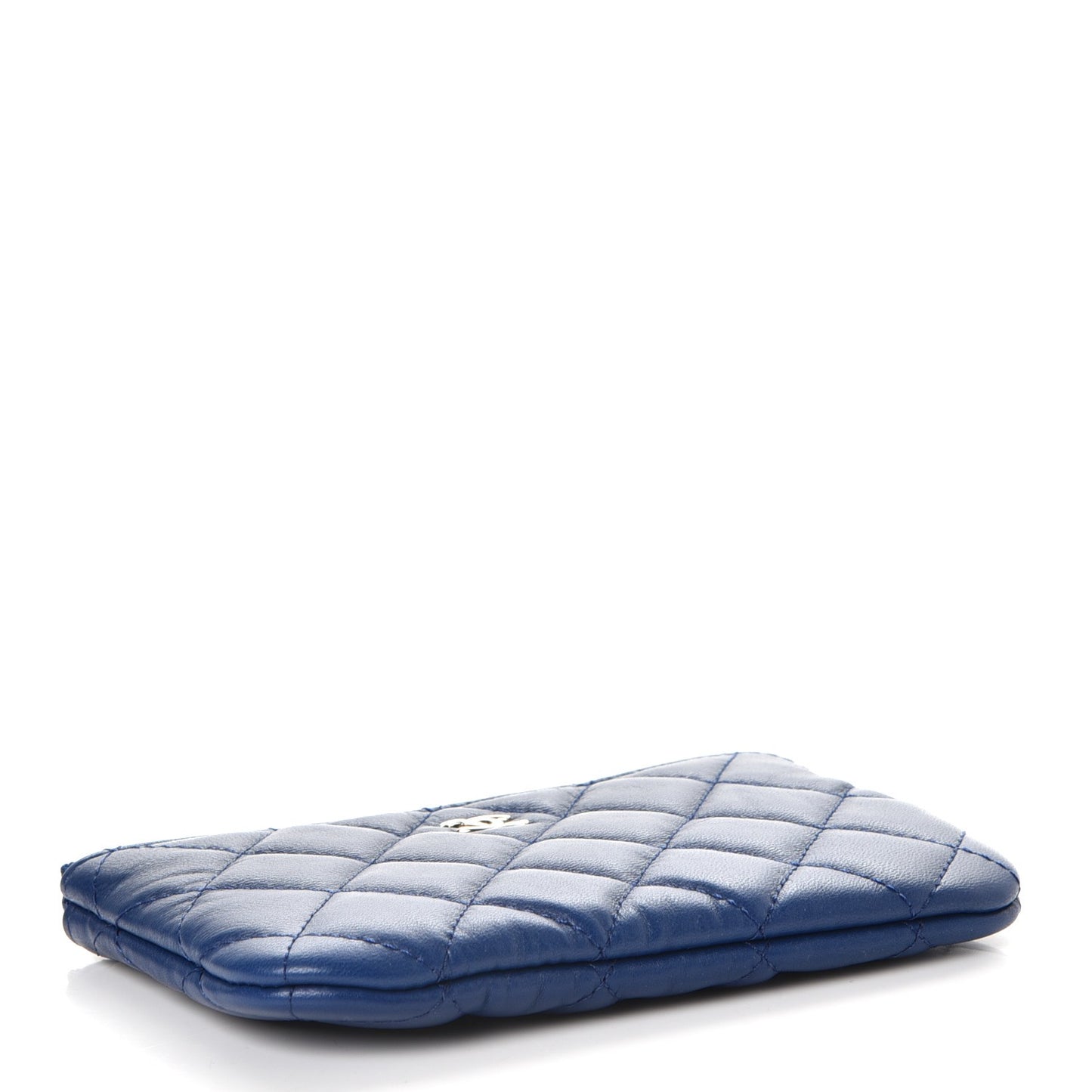 Lambskin Quilted Small Cosmetic Case Dark Blue