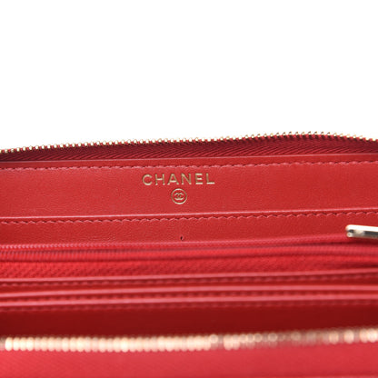 Chanel Caviar Quilted Large Gusset Zip Around Wallet Red 6 of 9