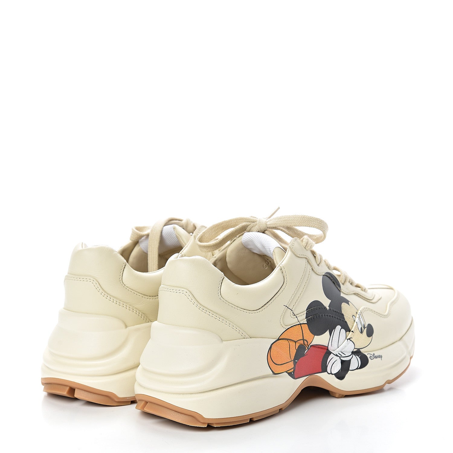 Gucci X DISNEY Calfskin Mickey Mouse Womens Rhyton Sneakers 38.5 Ivory 4 of 11