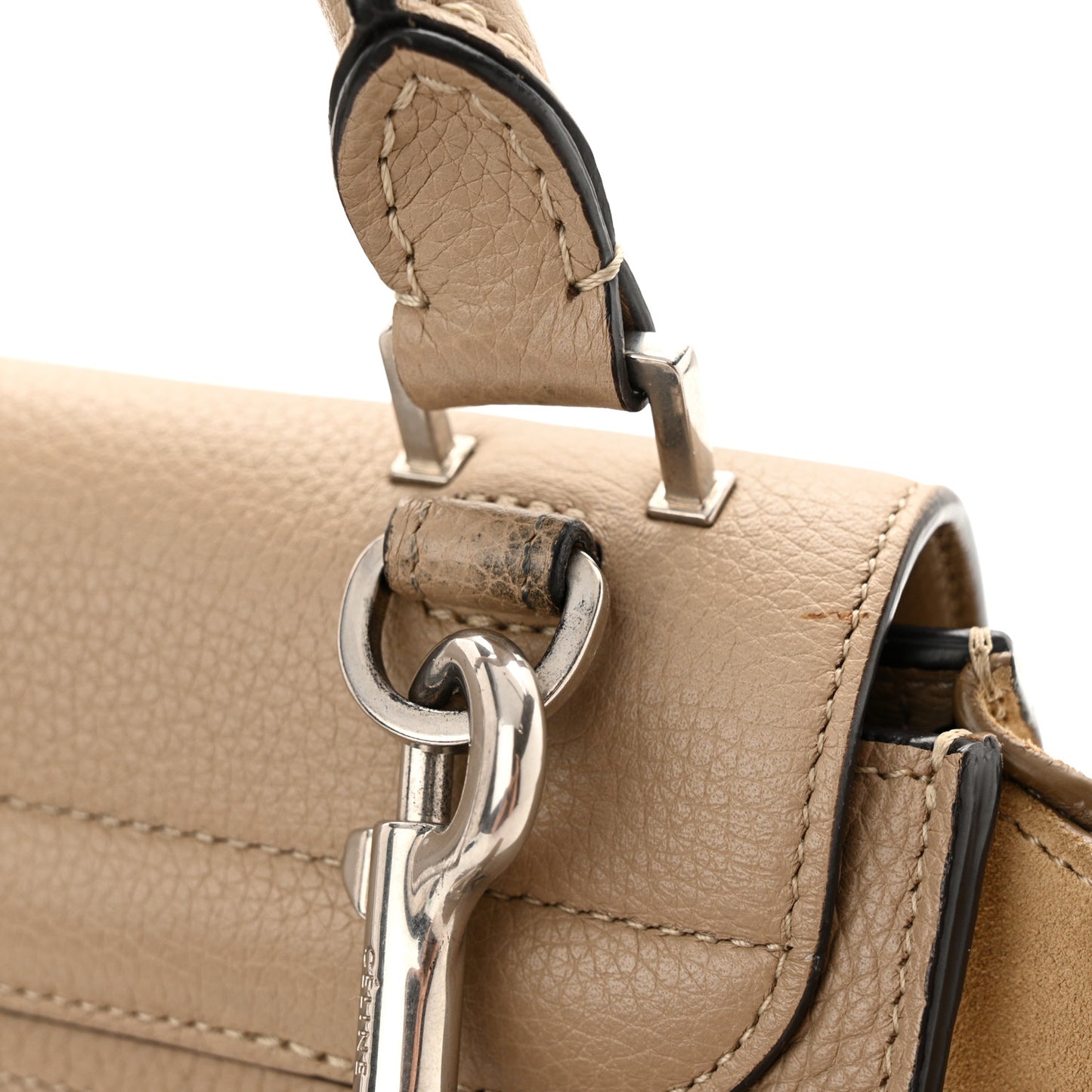 Drummed Calfskin Suede Small Trapeze Dune