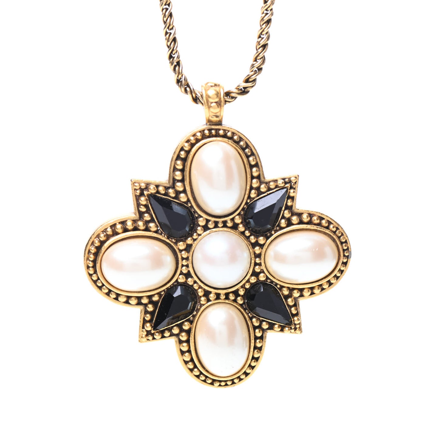 Crystal Pearl Pendant Necklace Gold