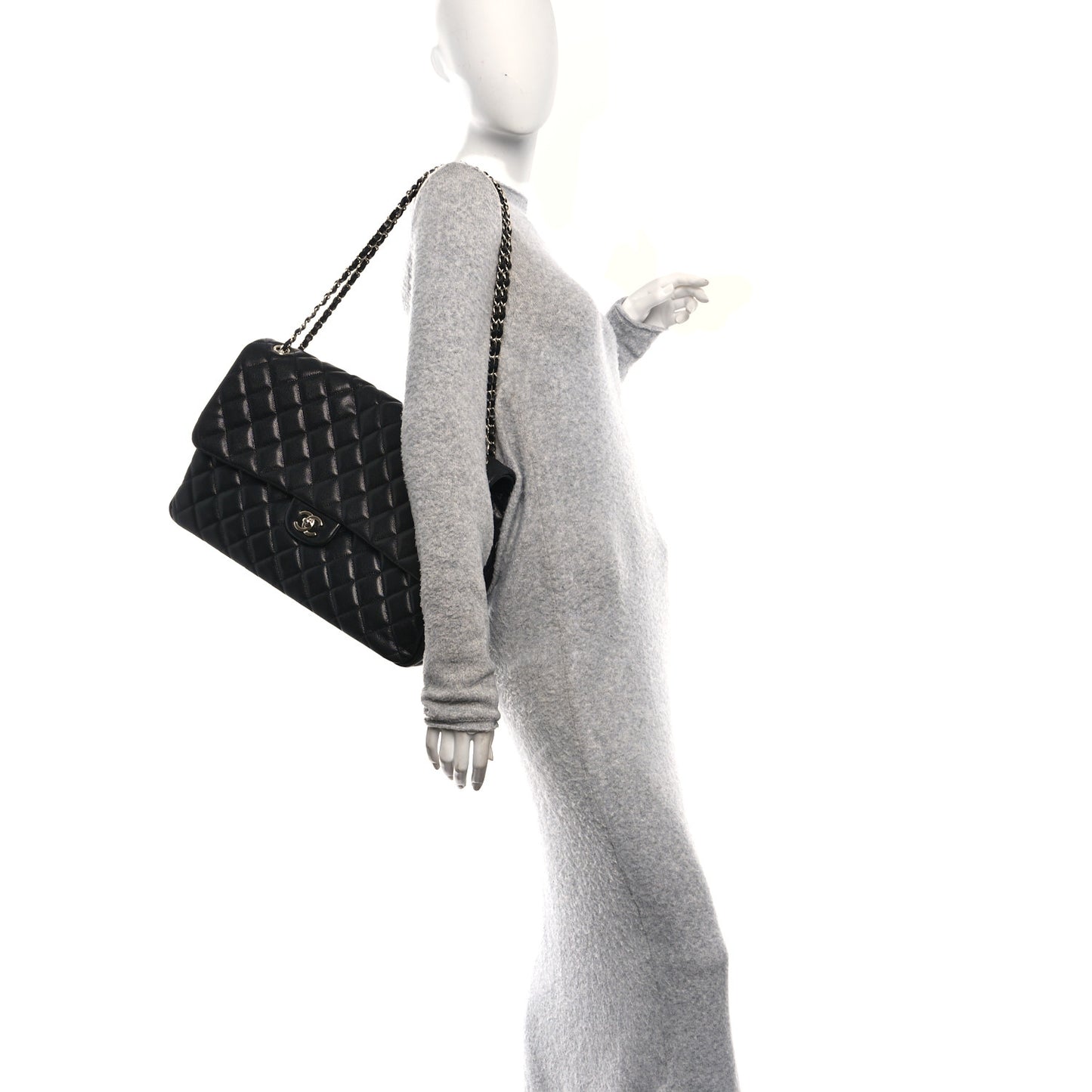 Caviar Quilted XXL Travel Flap Bag Black