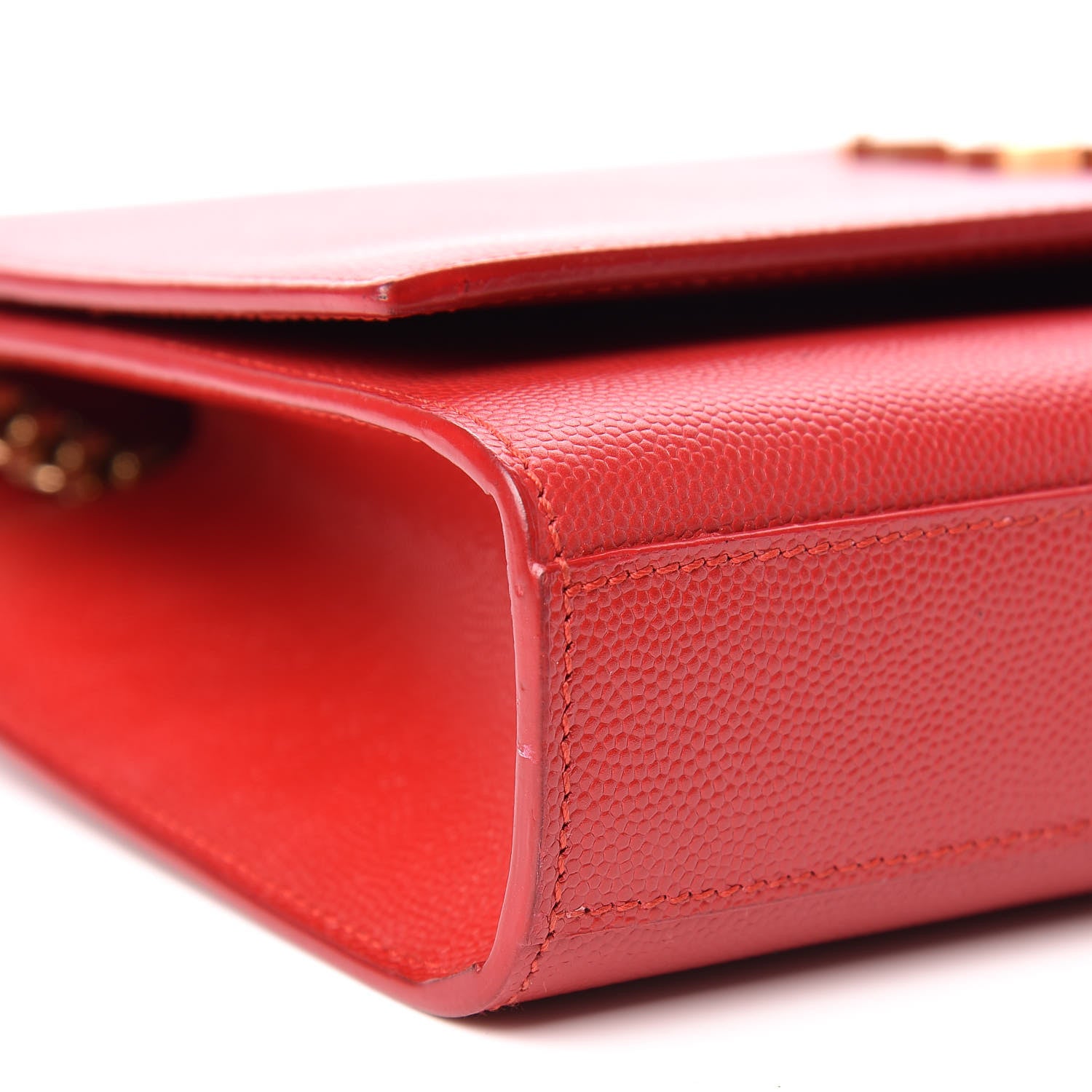 Saint Laurent Grain De Poudre Medium Monogram Kate Satchel Red 5 of 13