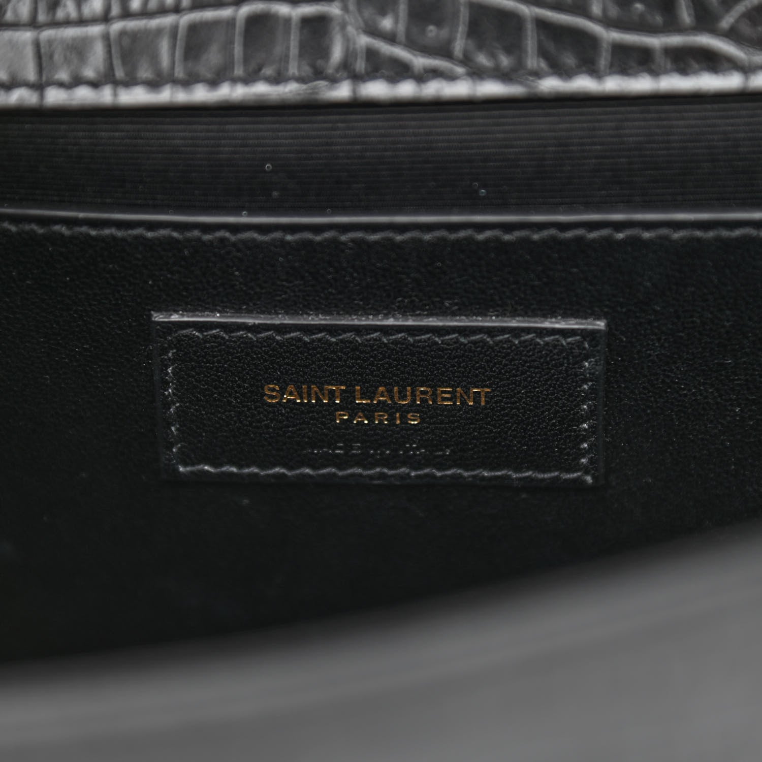 Saint Laurent Calfskin Crocodile Embossed Medium Classic Monogram Kate Tassel Satchel Black 5 of 8