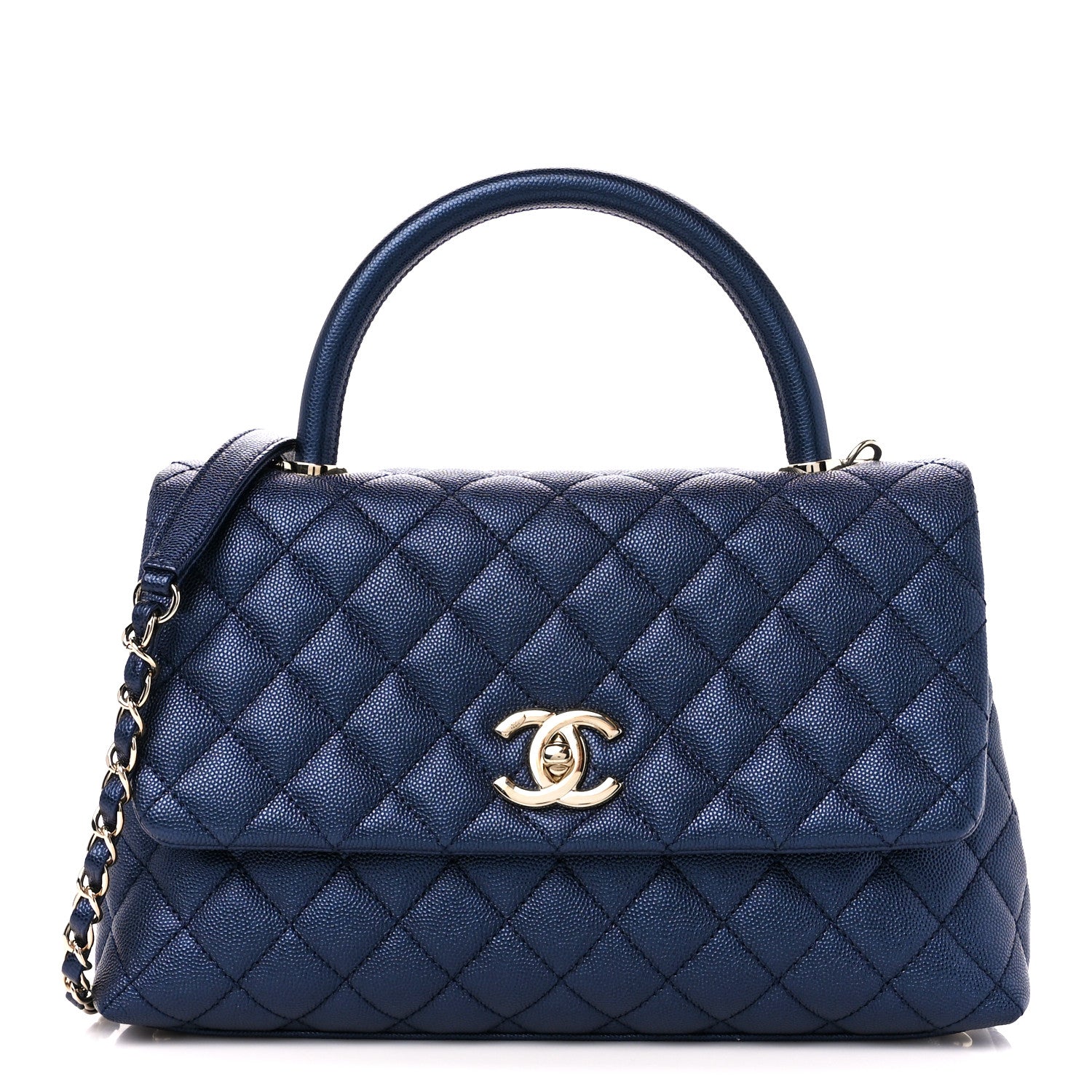 Chanel Caviar Quilted Small Coco Handle Flap Navy 1 of 11